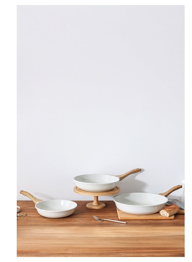 Sensarte 2 Piece Swiss Granite Skillet Set, 20 and 28 CM, Frying pan with Lid,  Non-stick, Oven Safe & Dishwasher Safe, Induction Compatible, PFOA PFOS Free - Cream - Image 5